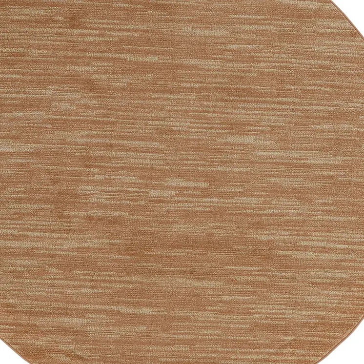 4' Rust And Beige Round Abstract Indoor Outdoor Area Rug