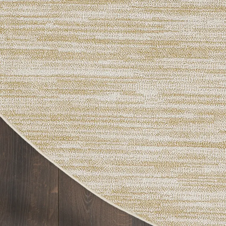 4' Ivory And Gold Round Abstract Indoor Outdoor Area Rug