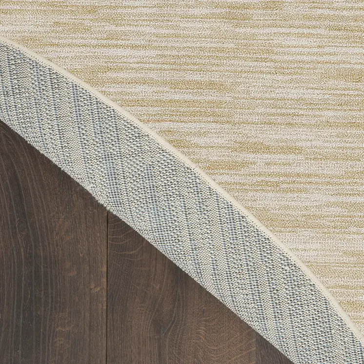 4' Ivory And Gold Round Abstract Indoor Outdoor Area Rug