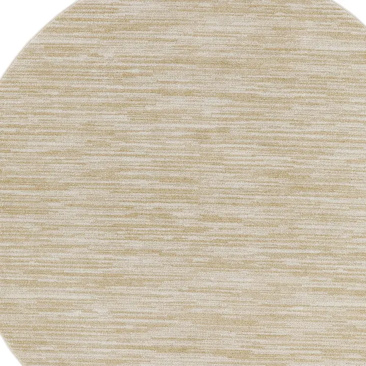4' Ivory And Gold Round Abstract Indoor Outdoor Area Rug