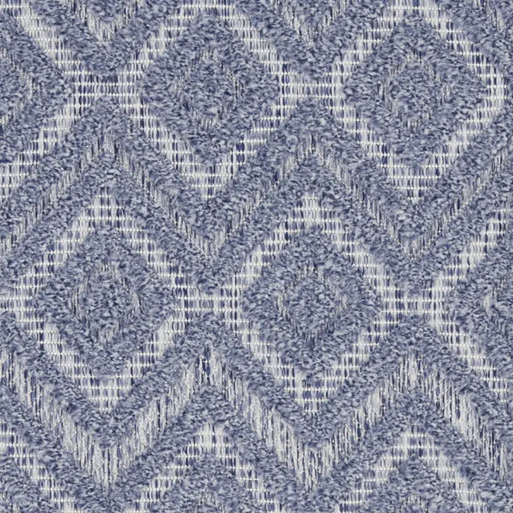 2' X 4' Denim Blue And Ivory Geometric Indoor Outdoor Area Rug