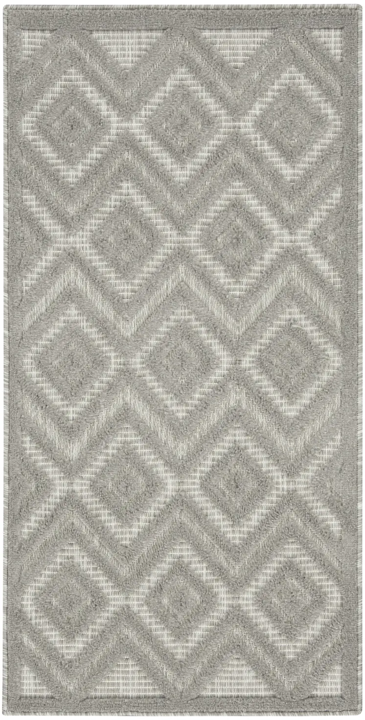 2' X 4' Silver And Gray Geometric Indoor Outdoor Area Rug