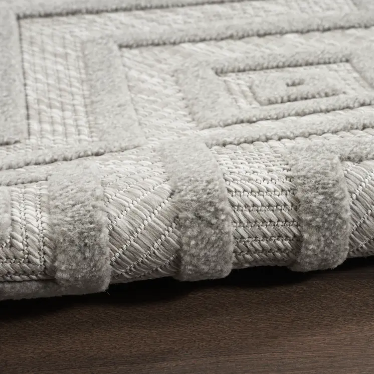 2' X 4' Silver And Gray Geometric Indoor Outdoor Area Rug