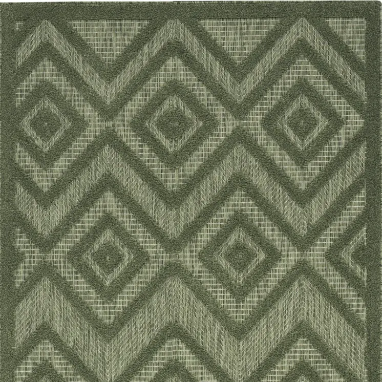 2' X 4' Dark Green And Light Green Geometric Indoor Outdoor Area Rug