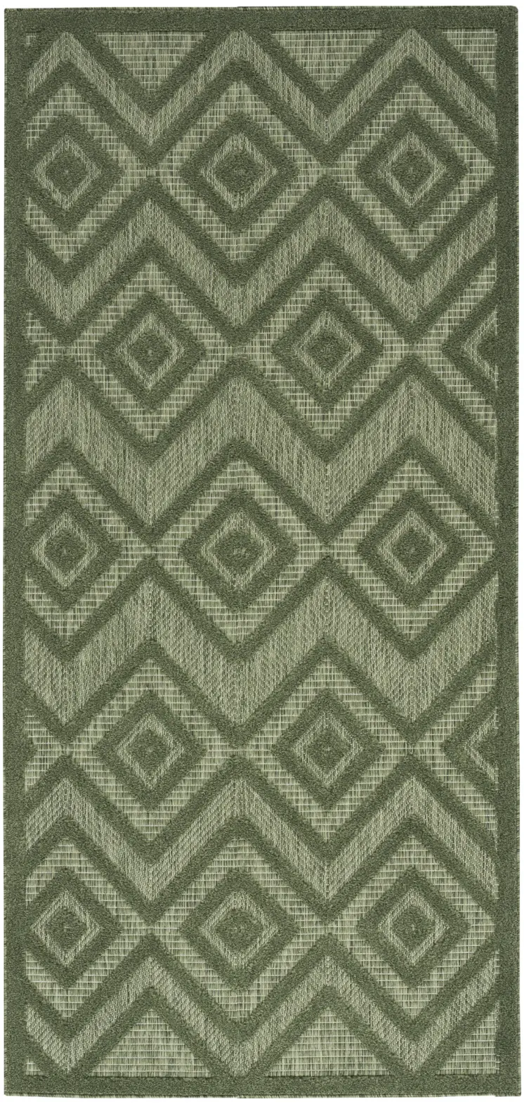 2' X 4' Dark Green And Light Green Geometric Indoor Outdoor Area Rug