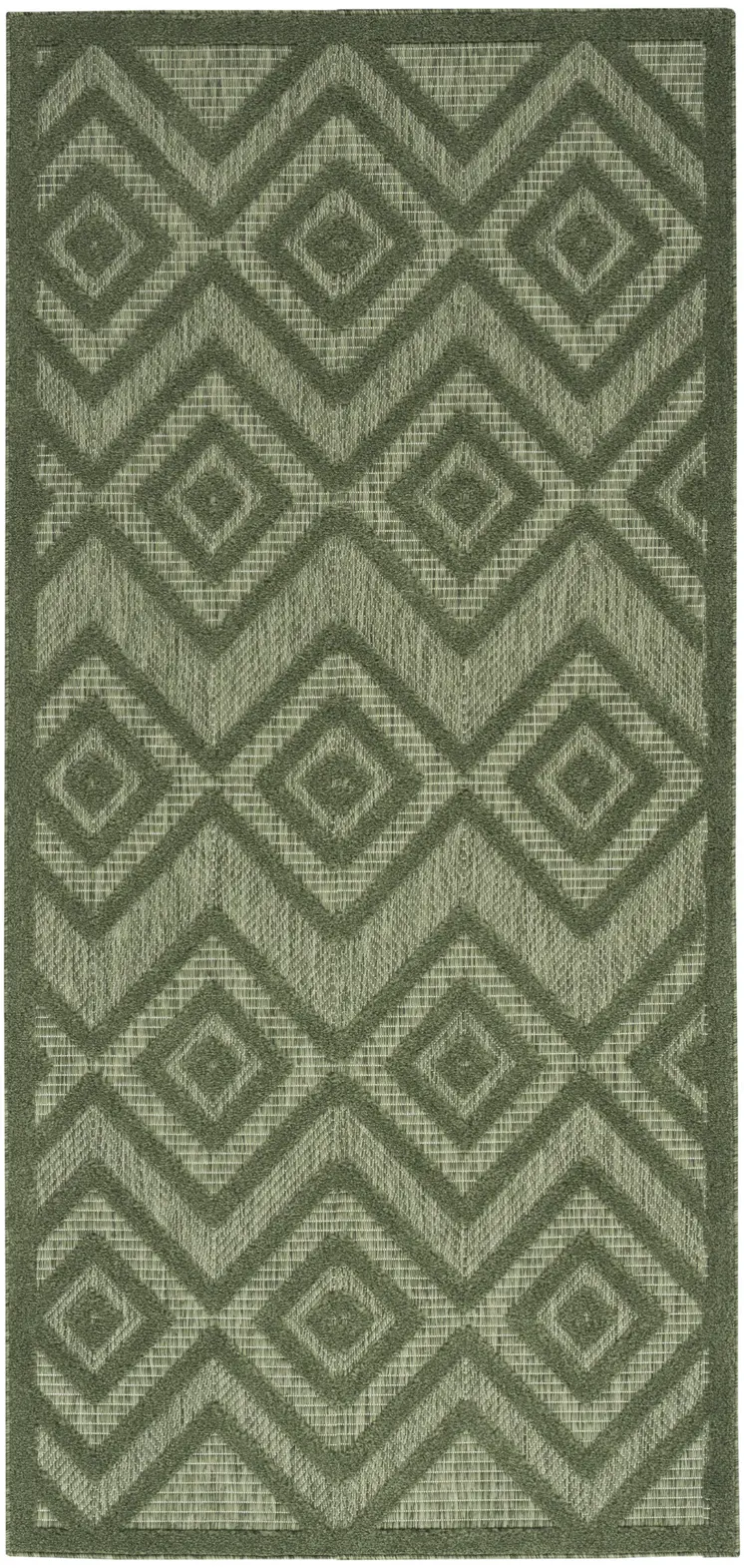 2' X 4' Dark Green And Light Green Geometric Indoor Outdoor Area Rug