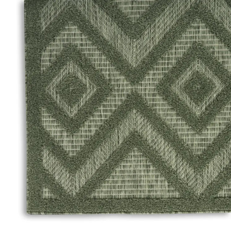 2' X 4' Dark Green And Light Green Geometric Indoor Outdoor Area Rug
