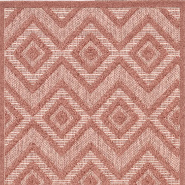 2' X 4' Coral And Orange Geometric Indoor Outdoor Area Rug