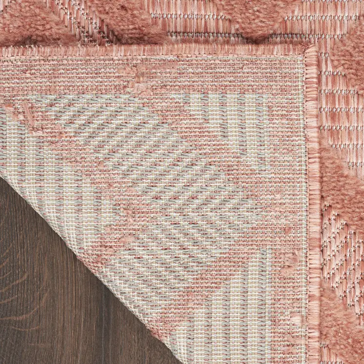 2' X 4' Coral And Orange Geometric Indoor Outdoor Area Rug