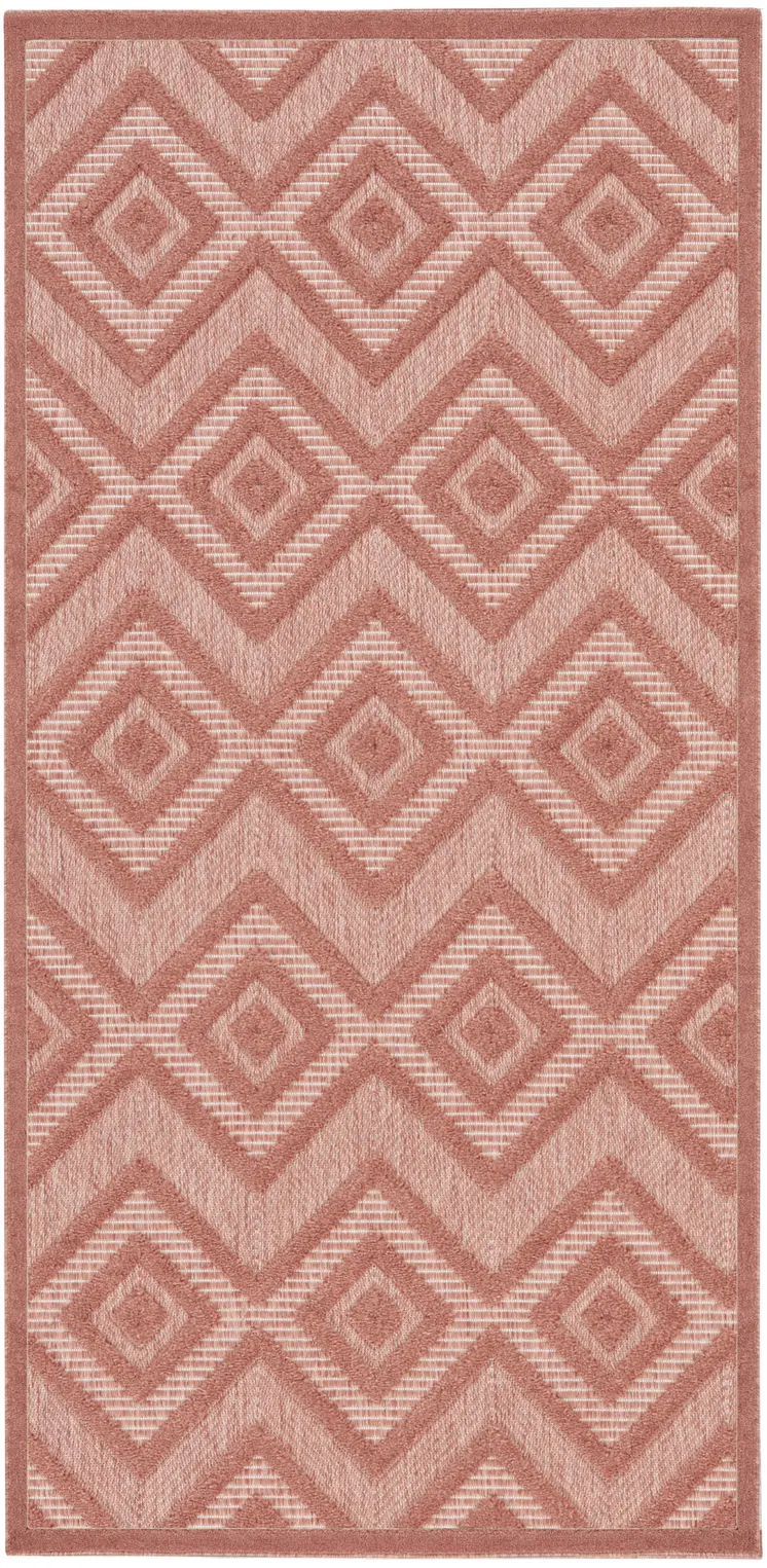 2' X 4' Coral And Orange Geometric Indoor Outdoor Area Rug