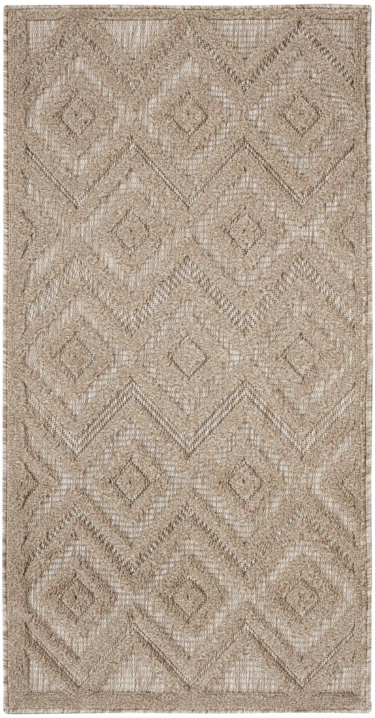 2' X 4' Natural And Beige Geometric Indoor Outdoor Area Rug