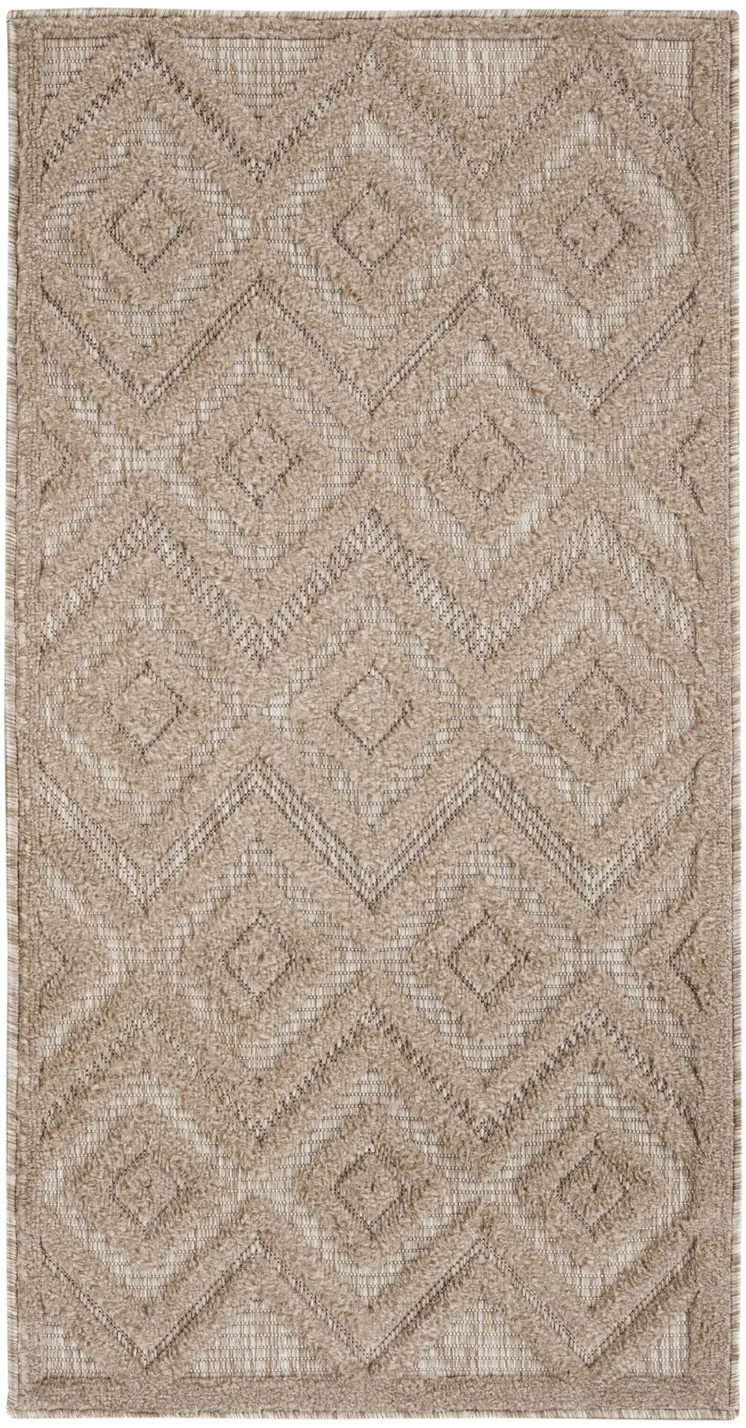 2' X 4' Natural And Beige Geometric Indoor Outdoor Area Rug