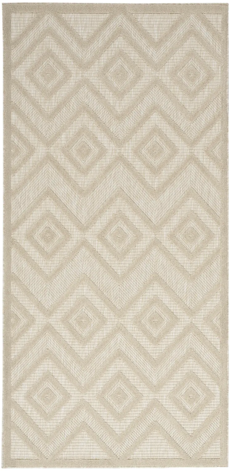 2' X 4' Cream And Beige Geometric Indoor Outdoor Area Rug