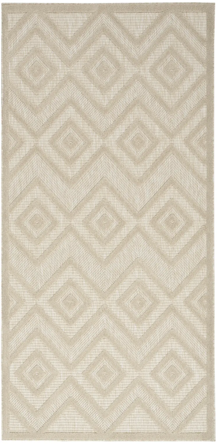 2' X 4' Cream And Beige Geometric Indoor Outdoor Area Rug