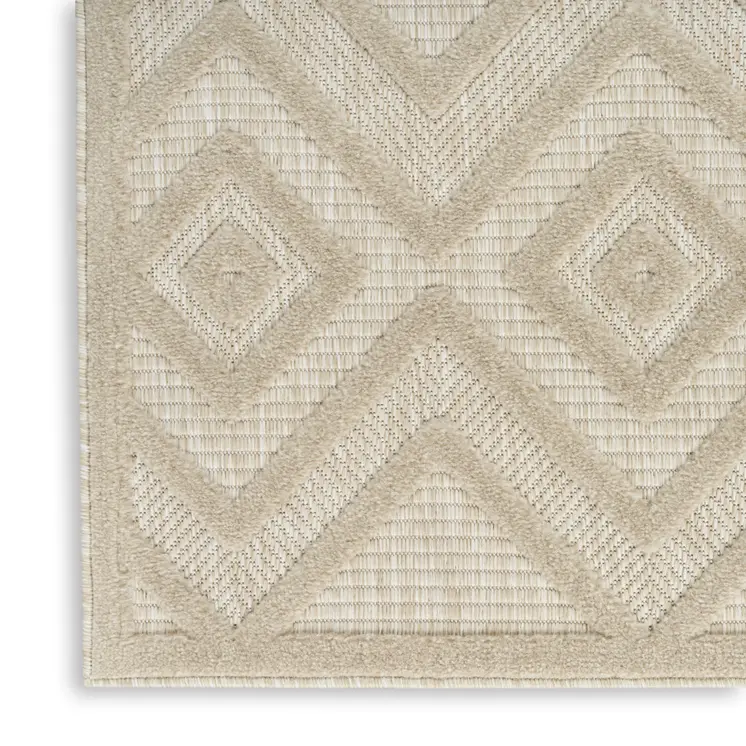 2' X 4' Cream And Beige Geometric Indoor Outdoor Area Rug