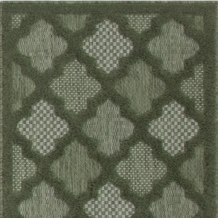 2' X 4' Dark Green And Light Green Geometric Indoor Outdoor Area Rug