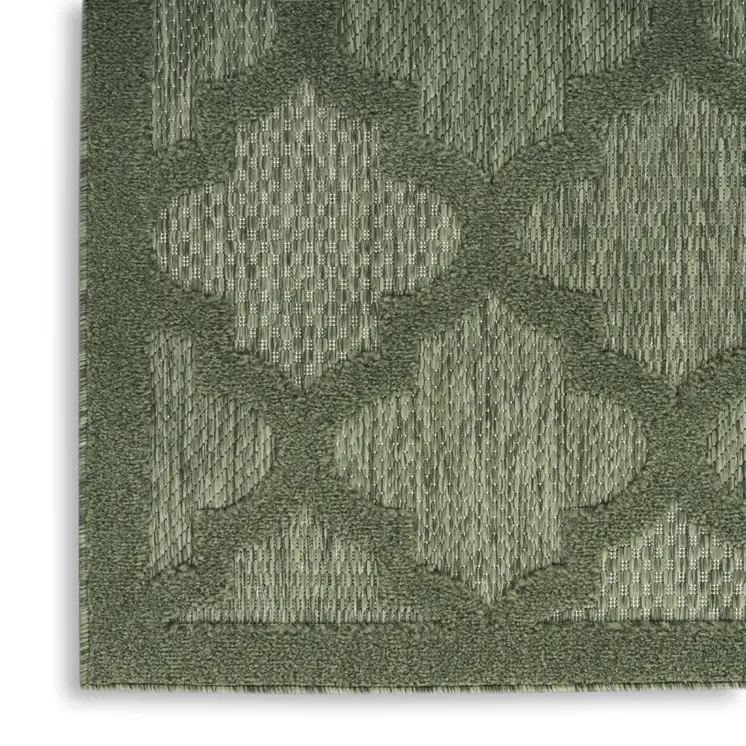 2' X 4' Dark Green And Light Green Geometric Indoor Outdoor Area Rug