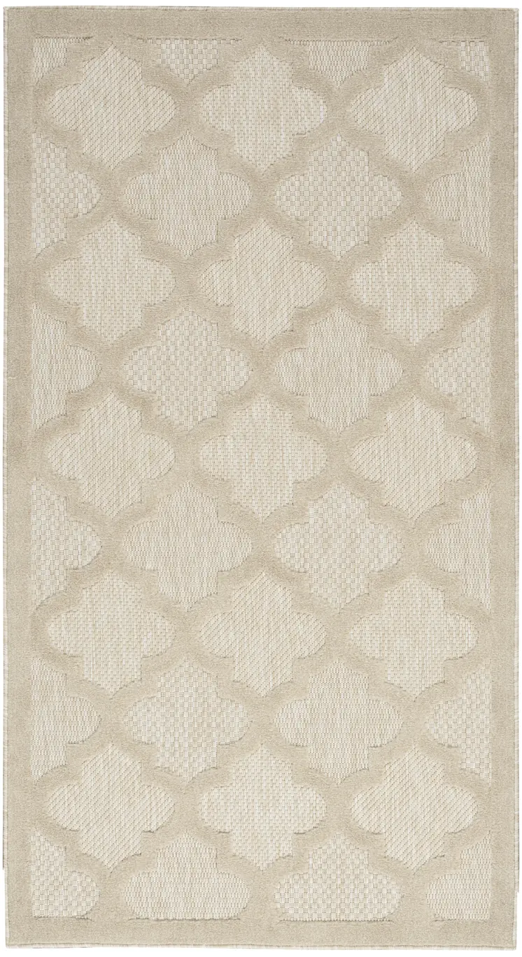 2' X 4' Cream And Beige Geometric Indoor Outdoor Area Rug