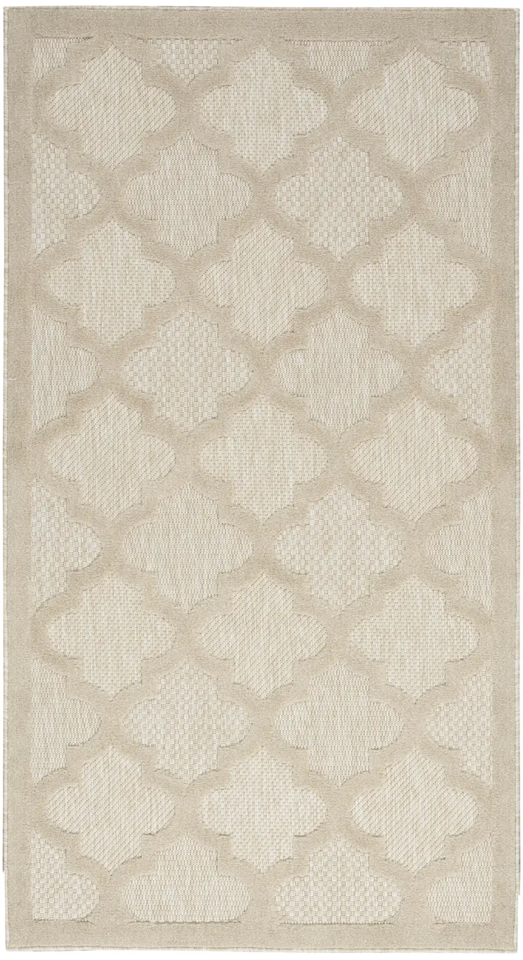2' X 4' Cream And Beige Geometric Indoor Outdoor Area Rug