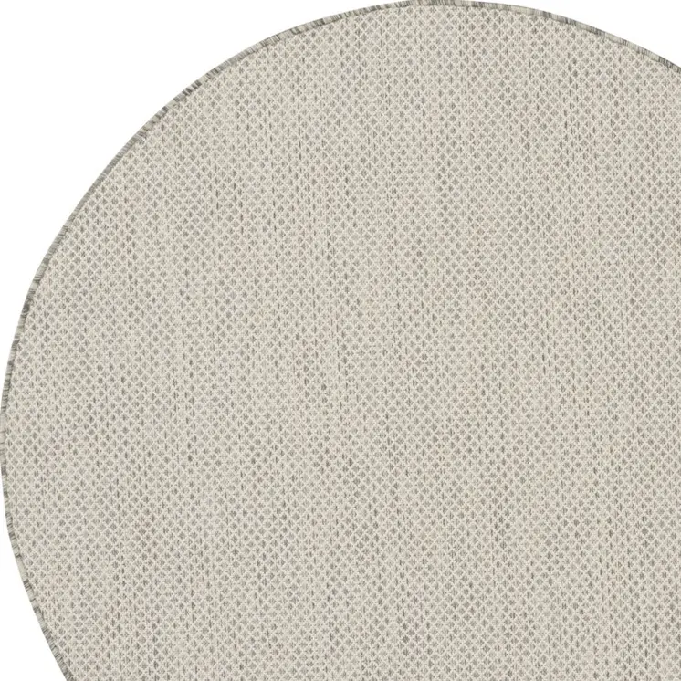 4' Ivory And Silver Round Geometric Indoor Outdoor Area Rug