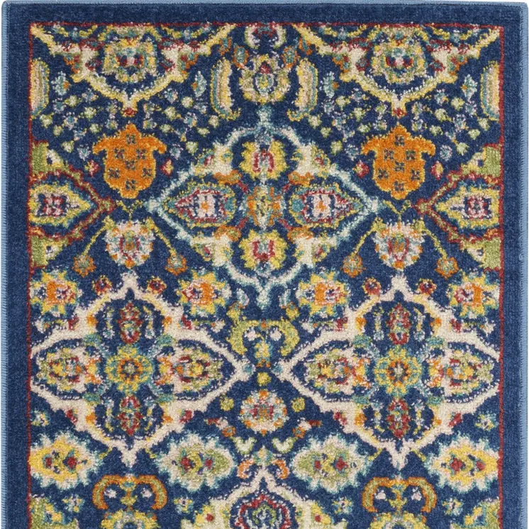 2' X 3' Blue Floral Power Loom Area Rug