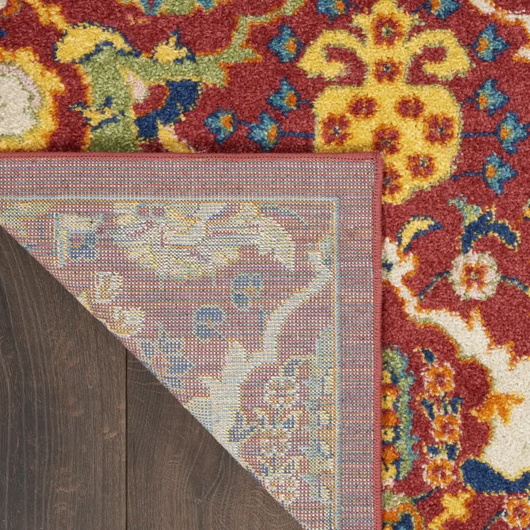 2' X 3' Red Floral Power Loom Area Rug