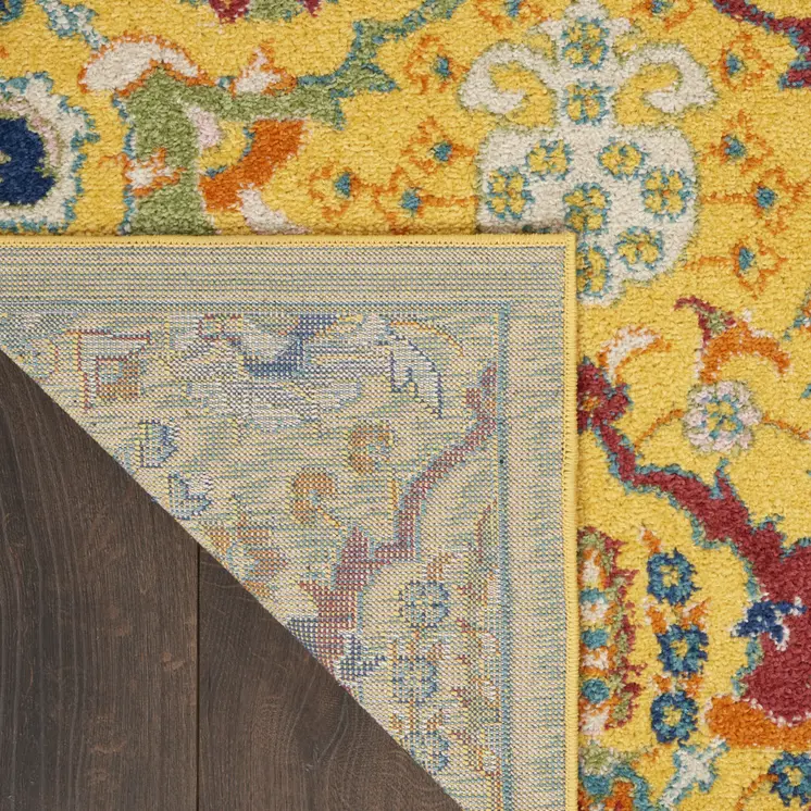 2' X 3' Yellow Floral Power Loom Area Rug