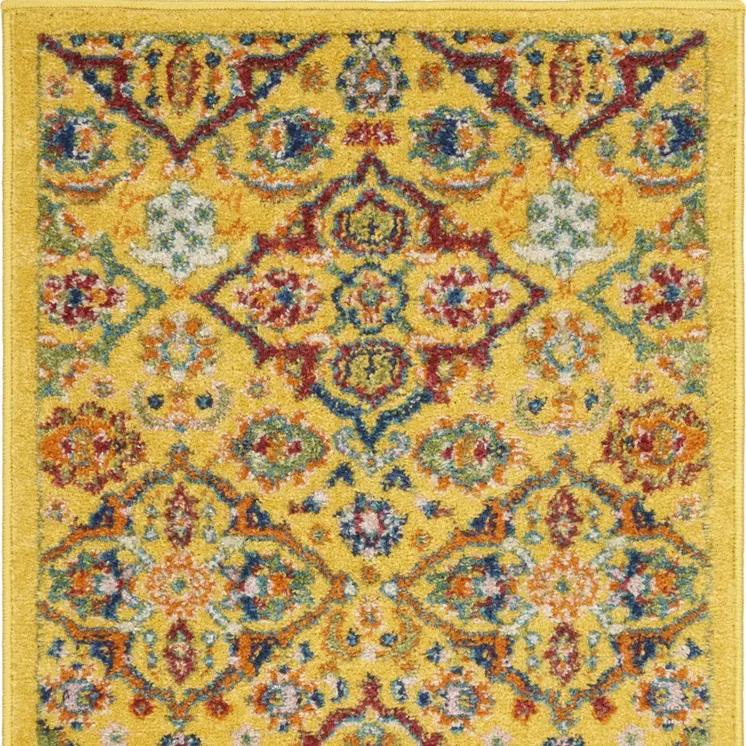 2' X 3' Yellow Floral Power Loom Area Rug