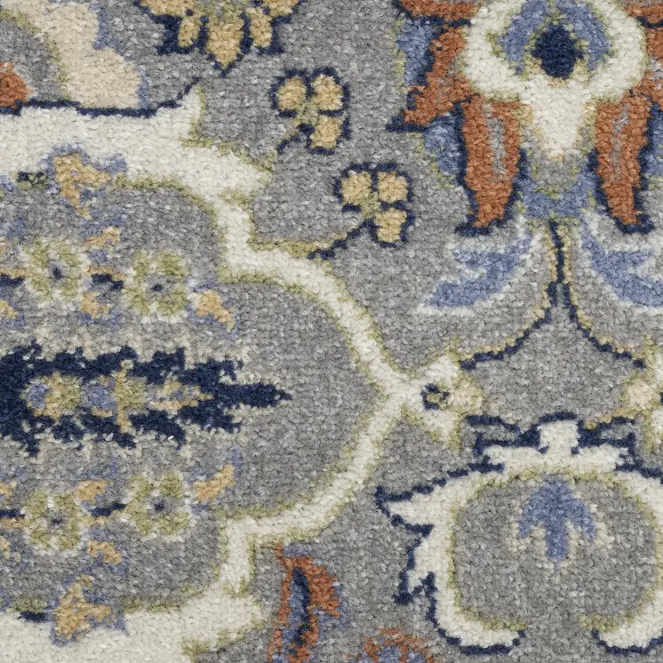 2' X 3' Gray Floral Power Loom Area Rug