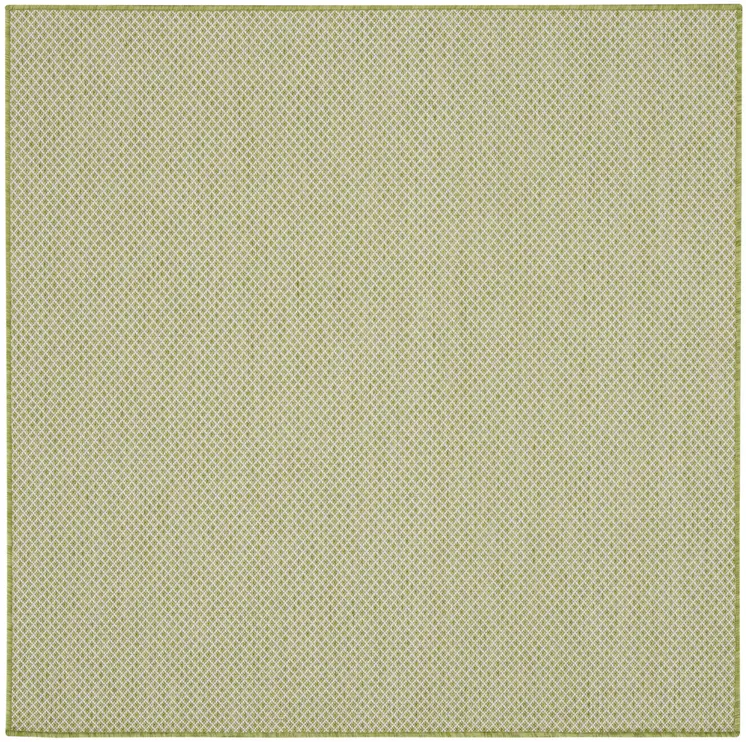 4' Ivory And Green Square Geometric Indoor Outdoor Area Rug