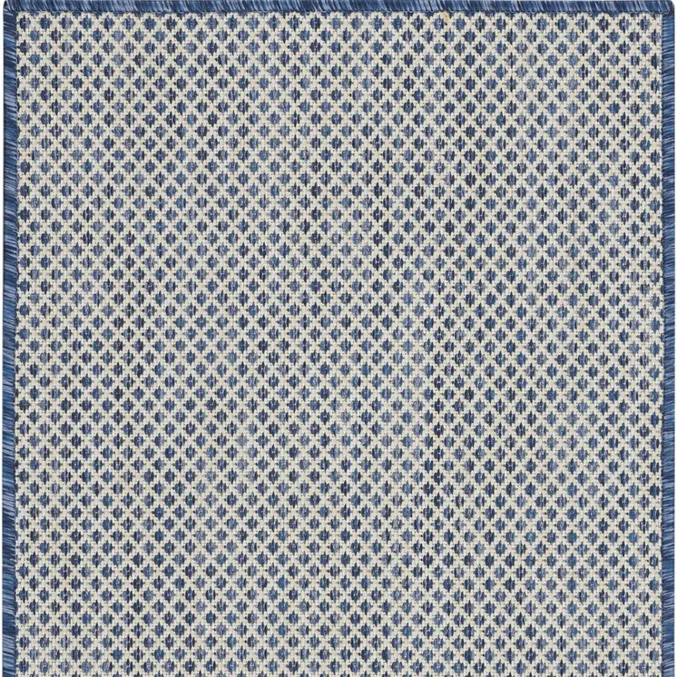 2' X 3' Ivory And Blue Geometric Indoor Outdoor Area Rug