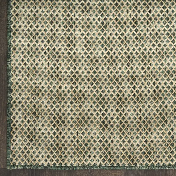 2' X 3' Green And Tan Geometric Indoor Outdoor Area Rug