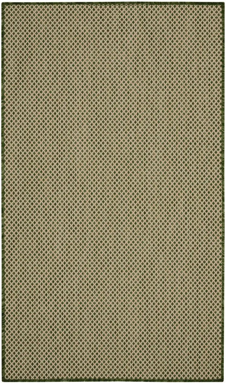 2' X 3' Green And Tan Geometric Indoor Outdoor Area Rug