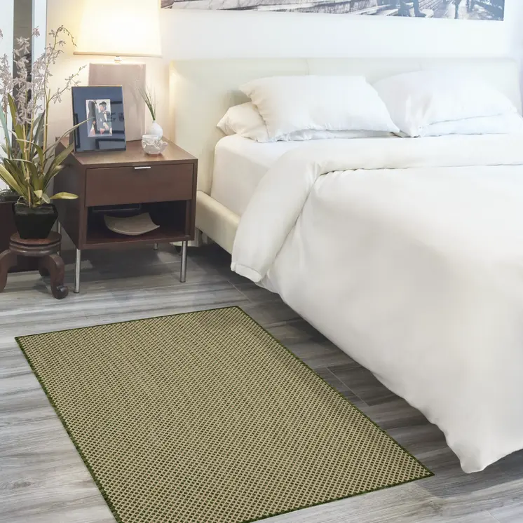 2' X 3' Green And Tan Geometric Indoor Outdoor Area Rug