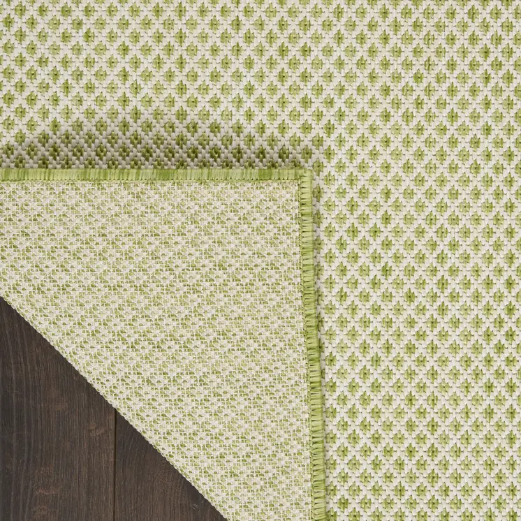 2' X 3' Ivory And Green Geometric Indoor Outdoor Area Rug