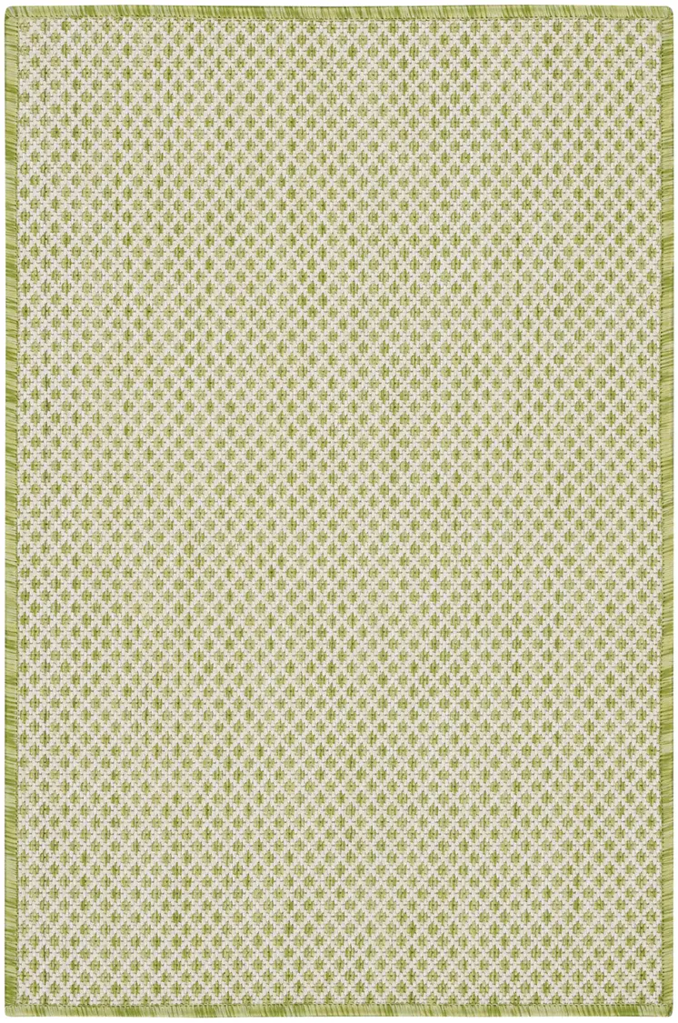 2' X 3' Ivory And Green Geometric Indoor Outdoor Area Rug