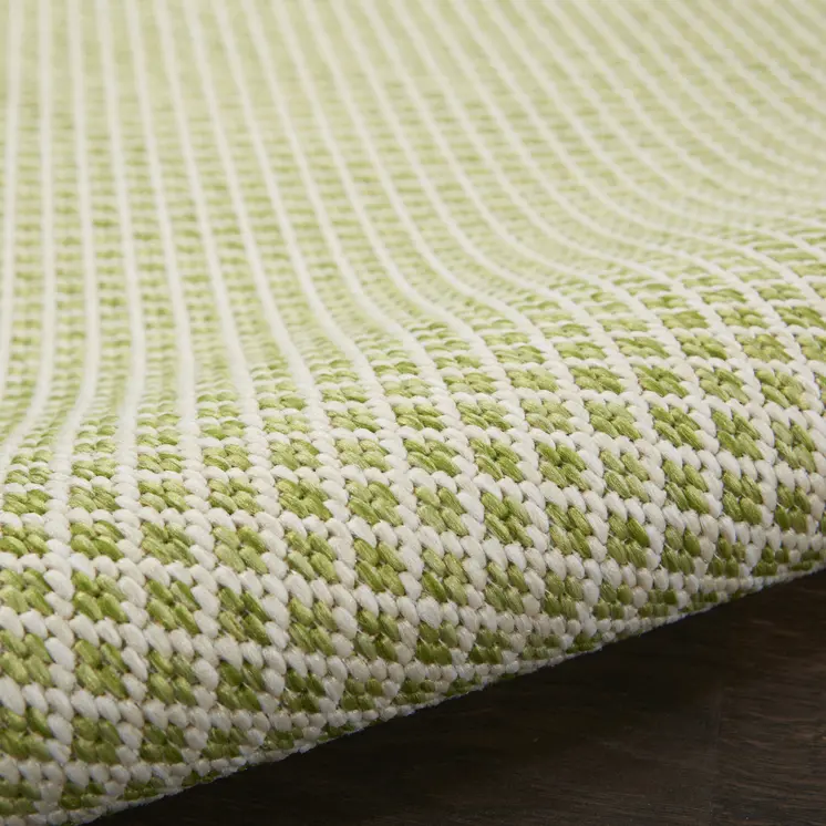 2' X 3' Ivory And Green Geometric Indoor Outdoor Area Rug