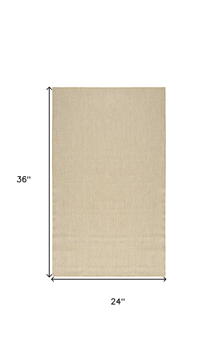 2' X 3' Natural And Tan Geometric Indoor Outdoor Area Rug