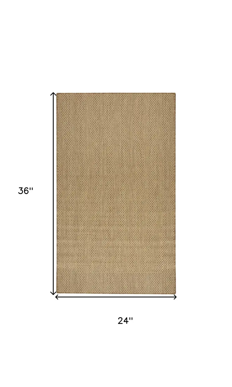 2' X 3' Natural And Tan Geometric Indoor Outdoor Area Rug