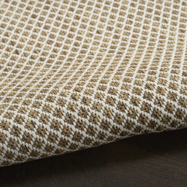 2' X 3' Natural And Ivory Geometric Indoor Outdoor Area Rug