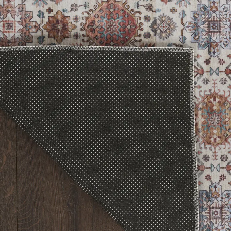 2' X 3' Beige and Orange Oriental Distressed Non Skid Area Rug