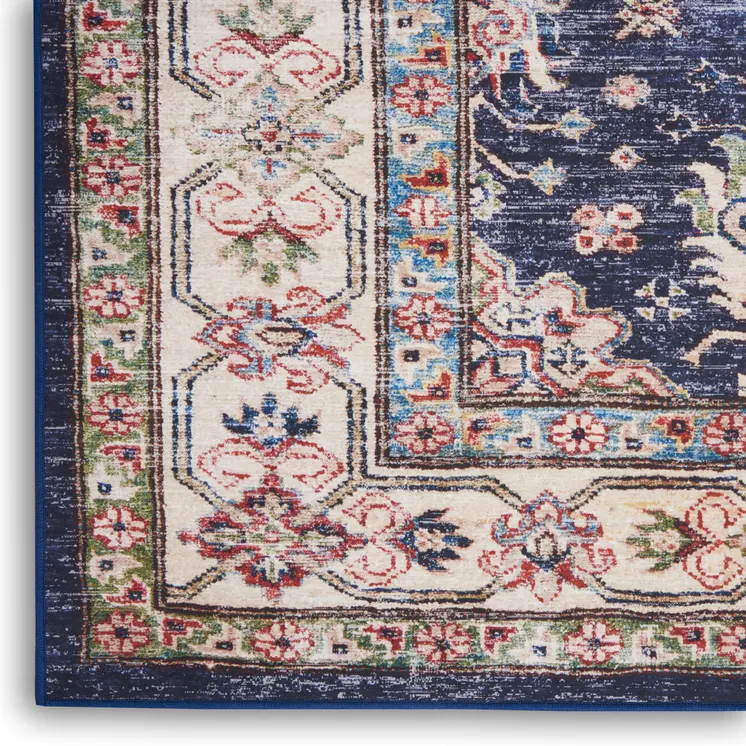 2' X 3' Blue Oriental Distressed Non Skid Area Rug