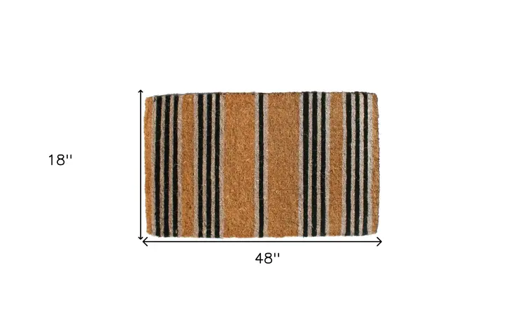 18" X 48" Brown and Black Coir Striped Outdoor Door Mat