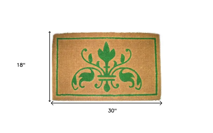 18" X 30" Brown and Green Coir Abstract Outdoor Door Mat