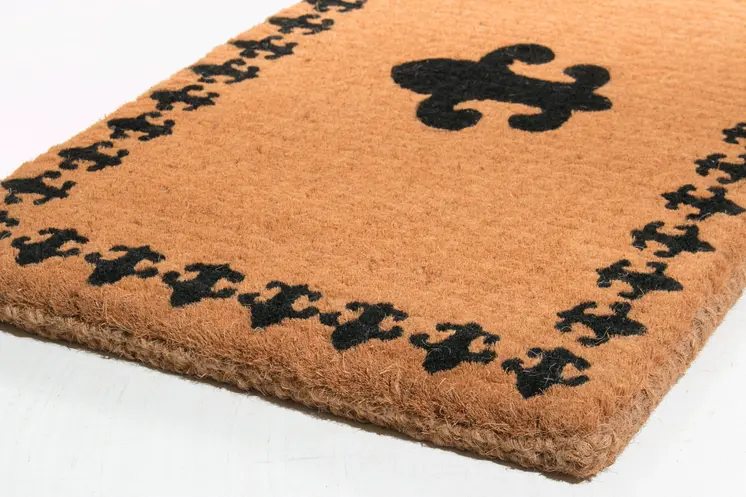 18" X 30" Brown and Black Coir Abstract Outdoor Door Mat