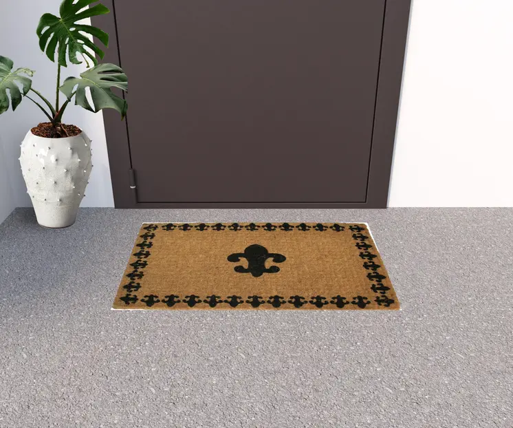 18" X 30" Brown and Black Coir Abstract Outdoor Door Mat