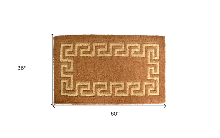 36" X 60" Brown Coir Greek Key Outdoor Door Mat
