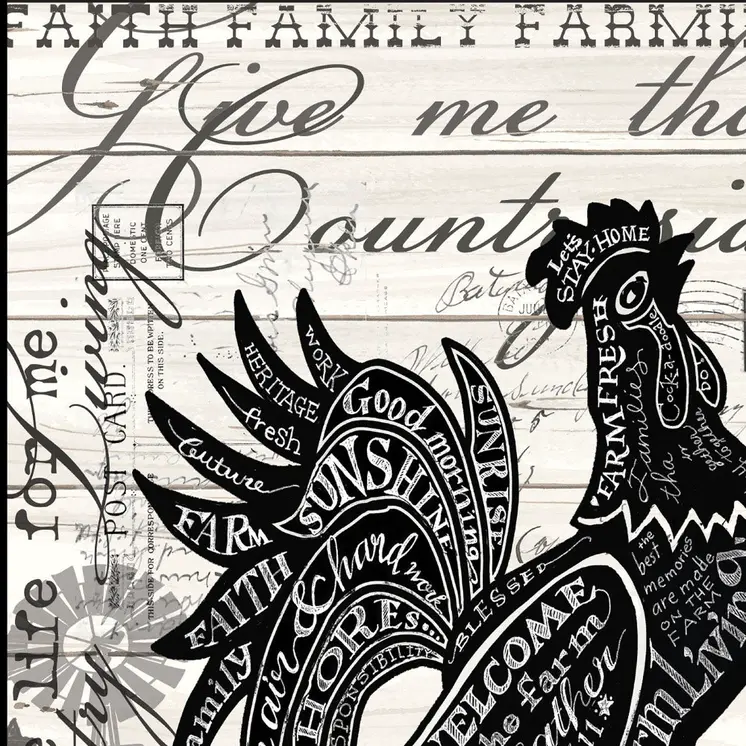 Faith Family Farming Rooster Black Framed Wall Art