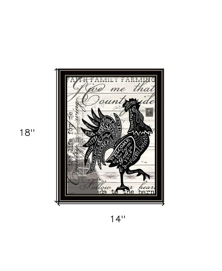 Faith Family Farming Rooster Black Framed Wall Art