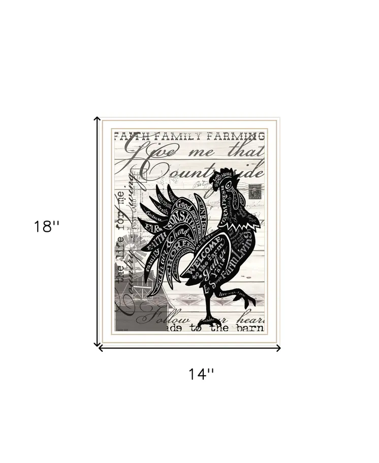 Faith Family Farm Rooster White Framed Wall Art